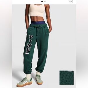 EUC!VSPINK -LMTD EDITION-Ivy Fleece Campus Sweatpants/Deep Forest Team Spirit-L